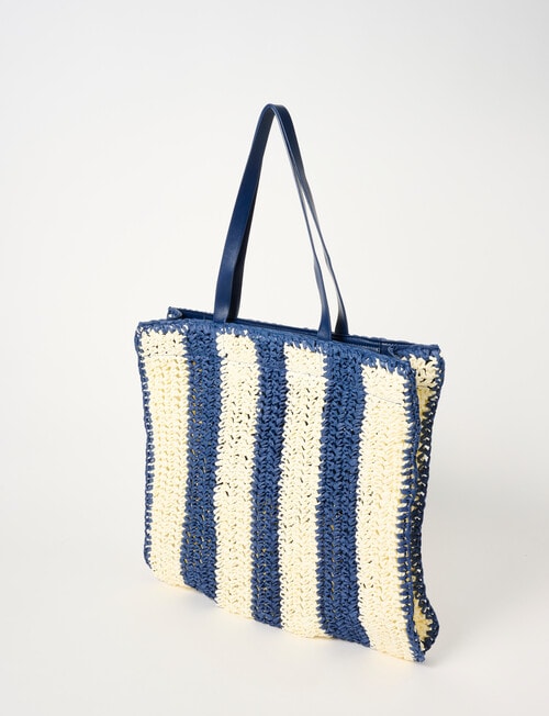 Zest Resort Paperstraw Tote Bag, Navy & White product photo View 03 L