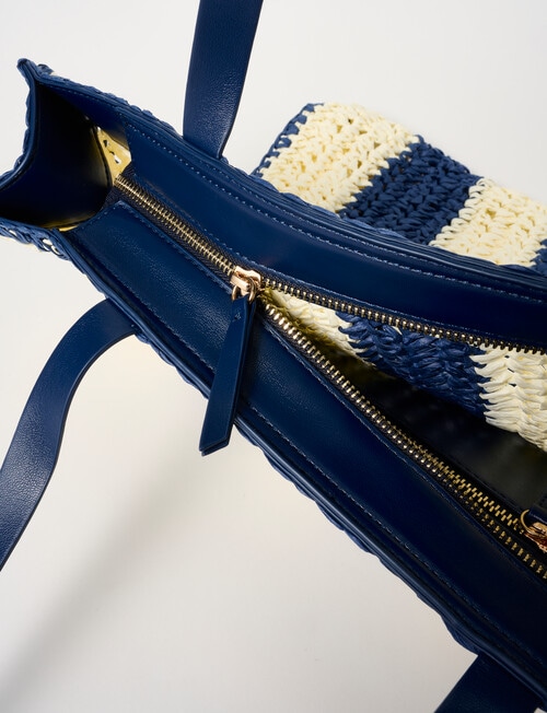 Zest Resort Paperstraw Tote Bag, Navy & White product photo View 05 L