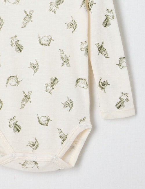 Milly & Milo Merino Long-Sleeve Bird Bodysuit, Cream product photo View 02 L