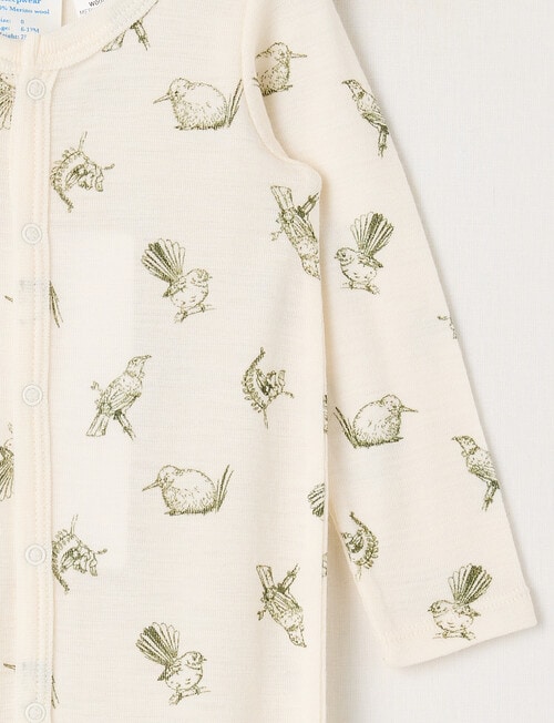 Milly & Milo Merino Bird Sleepsuit, Cream product photo View 02 L
