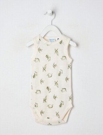 Milly & Milo Merino Sleeveless Bird Bodysuit, Cream product photo