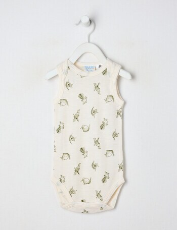 Milly & Milo Merino Sleeveless Bird Bodysuit, Cream product photo