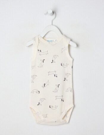 Milly & Milo Merino Sleeveless Dog Bodysuit, Cream product photo