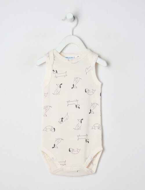 Milly & Milo Merino Sleeveless Dog Bodysuit, Cream product photo