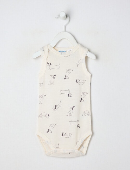 Milly & Milo Merino Sleeveless Dog Bodysuit, Cream product photo