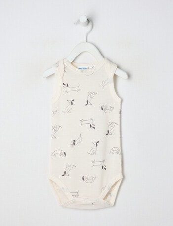 Milly & Milo Merino Sleeveless Dog Bodysuit, Cream product photo