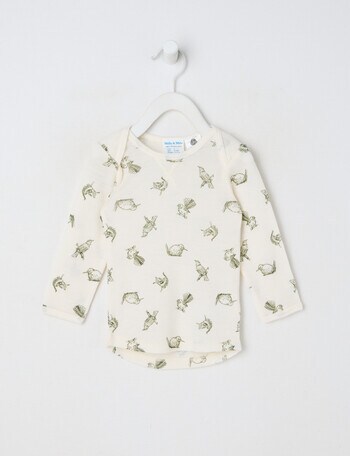 Milly & Milo Merino Long-Sleeve Bird Top, White product photo