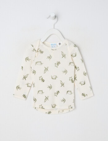 Milly & Milo Merino Long-Sleeve Bird Top, White product photo