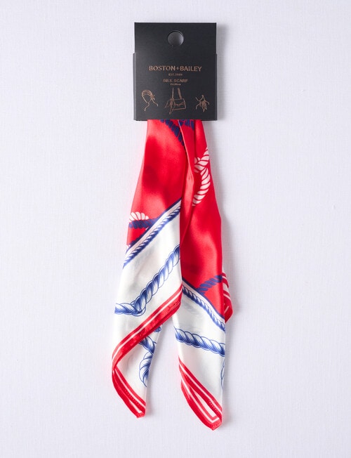 Boston + Bailey Silk Square Nautical Print Scarf, Red product photo