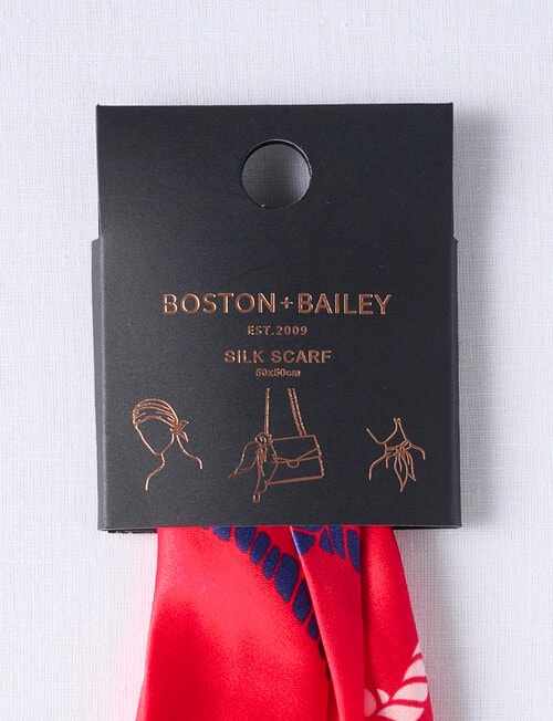 Boston + Bailey Silk Square Nautical Print Scarf, Red product photo View 02 L