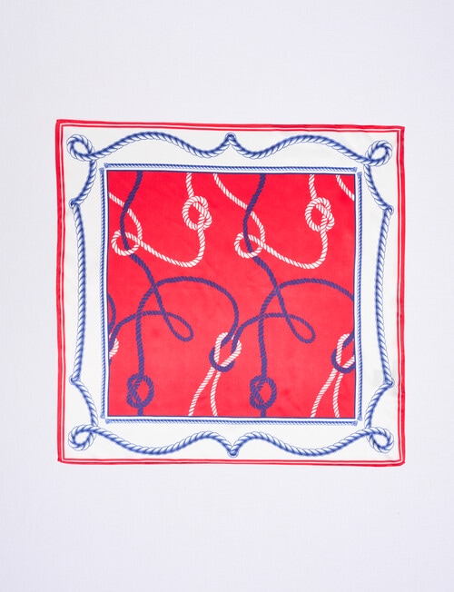 Boston + Bailey Silk Square Nautical Print Scarf, Red product photo View 03 L