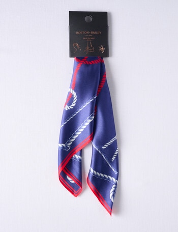 Boston + Bailey Silk Square Nautical Print Scarf, Navy product photo