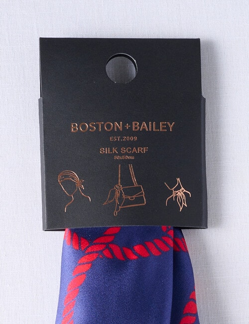 Boston + Bailey Silk Square Nautical Print Scarf, Navy product photo View 02 L