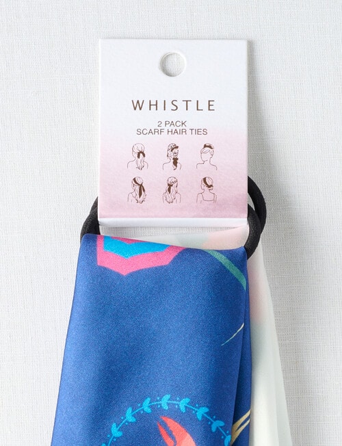 Whistle Accessories Square Satin Scarf Hair Tie, 2-Pack, Beachside product photo View 03 L