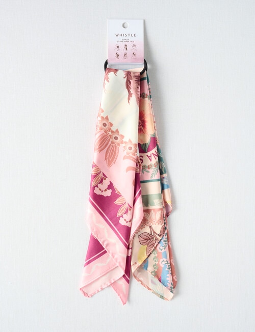 Whistle Accessories Square Satin Scarf Hair Tie, 2-Pack, Palm Tree product photo