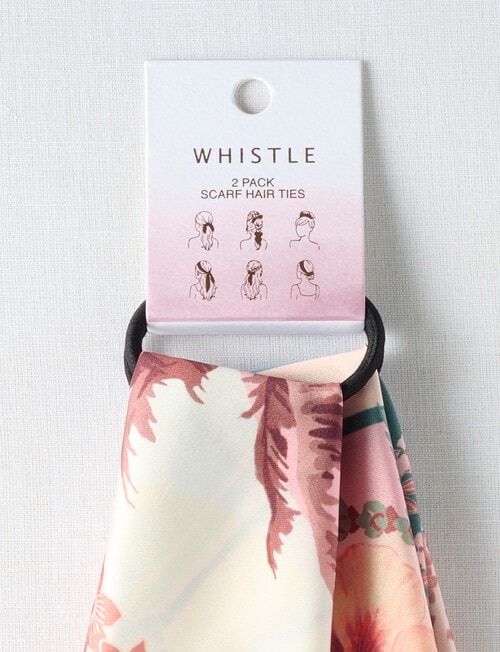 Whistle Accessories Square Satin Scarf Hair Tie, 2-Pack, Palm Tree product photo View 02 L