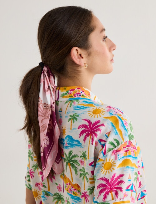 Whistle Accessories Square Satin Scarf Hair Tie, 2-Pack, Palm Tree product photo View 04 L
