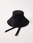 Zest Resort Cotton Wide Bucket Hat with Tie, Black product photo