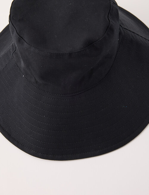 Zest Resort Cotton Wide Bucket Hat with Tie, Black product photo View 02 L