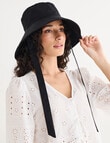 Zest Resort Cotton Wide Bucket Hat with Tie, Black product photo View 07 S