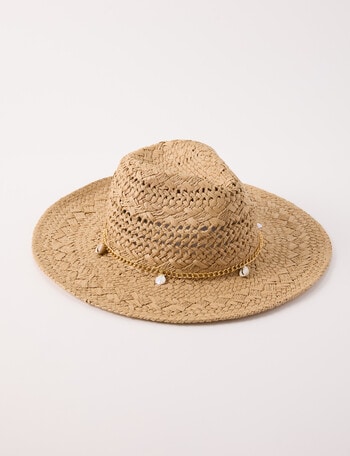 Zest Resort Straw SunHat with Charms, Natural product photo