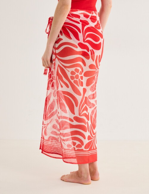 Zest Resort Palm Print Sarong, Cherry & Ivory product photo View 02 L