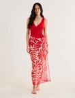 Zest Resort Palm Print Sarong, Cherry & Ivory product photo View 03 S