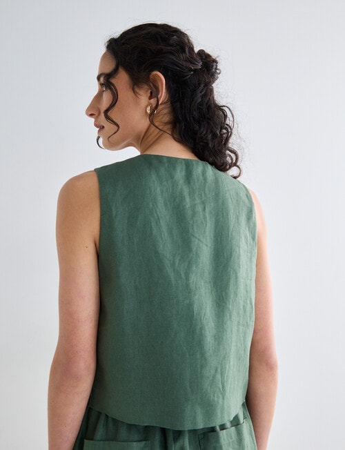 Zest Linen Tie Vest Top, Kelp product photo View 02 L