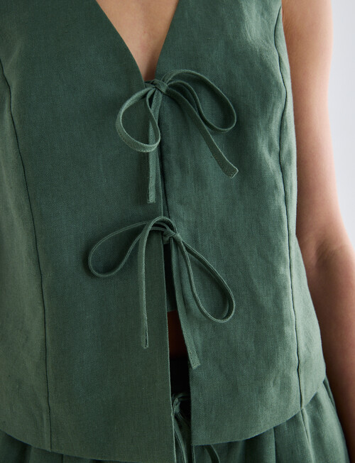 Zest Linen Tie Vest Top, Kelp product photo View 04 L