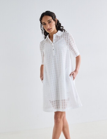Zest Broderie Pop Over Dress, White product photo