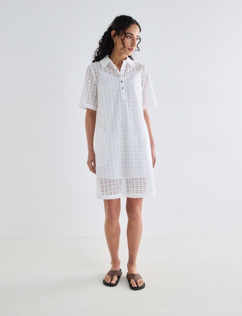 Zest Broderie Pop Over Dress, White product photo View 03 L