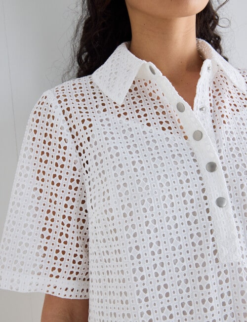 Zest Broderie Pop Over Dress, White product photo View 04 L