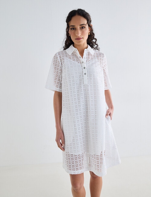 Zest Broderie Pop Over Dress, White product photo View 07 L