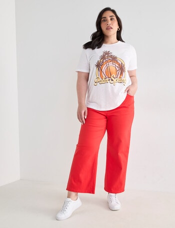 Denim Republic Curve Wide Leg Crop Pant, Red Wash product photo