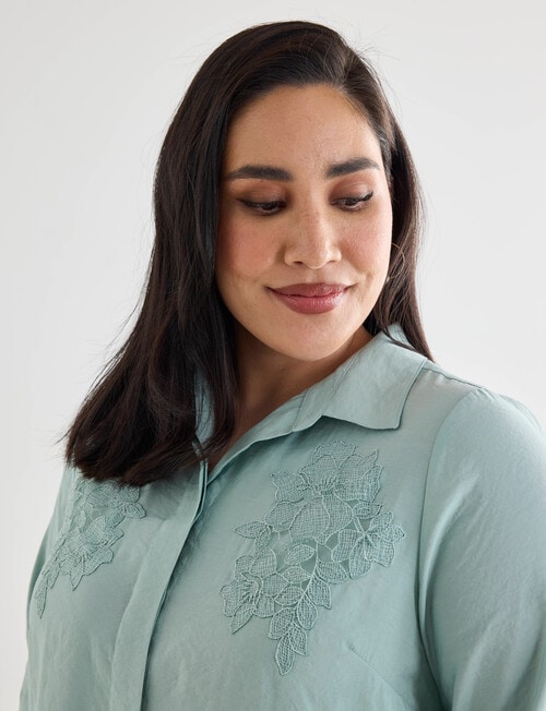 Studio Curve Collection Lace Detail Shirt, Mint product photo View 04 L
