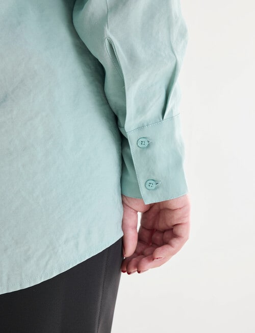 Studio Curve Collection Lace Detail Shirt, Mint product photo View 05 L
