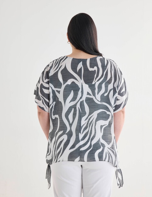 Studio Curve Collection Drop Hem Tunic, Black Abstract product photo View 02 L