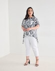 Studio Curve Collection Drop Hem Tunic, Black Abstract product photo View 03 S