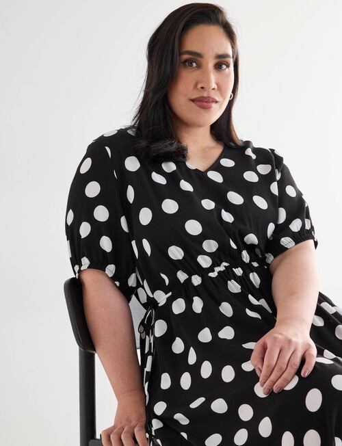 Studio Curve Collection Polka Dot Dress, Black Spot product photo