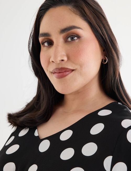 Studio Curve Collection Polka Dot Dress, Black Spot product photo View 05 L