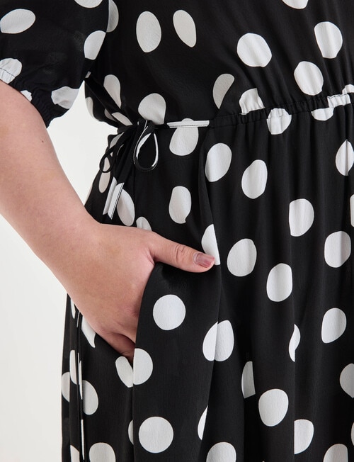 Studio Curve Collection Polka Dot Dress, Black Spot product photo View 06 L