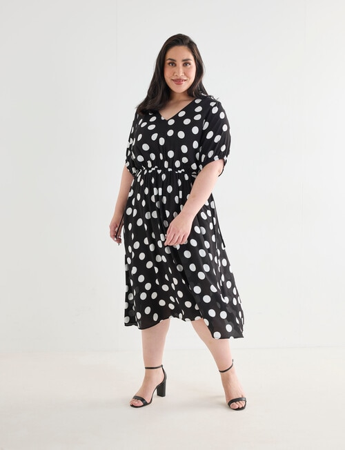 Studio Curve Collection Polka Dot Dress, Black Spot product photo View 09 L