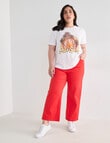 Denim Republic Curve Wide Leg Crop Pant, Red Wash product photo