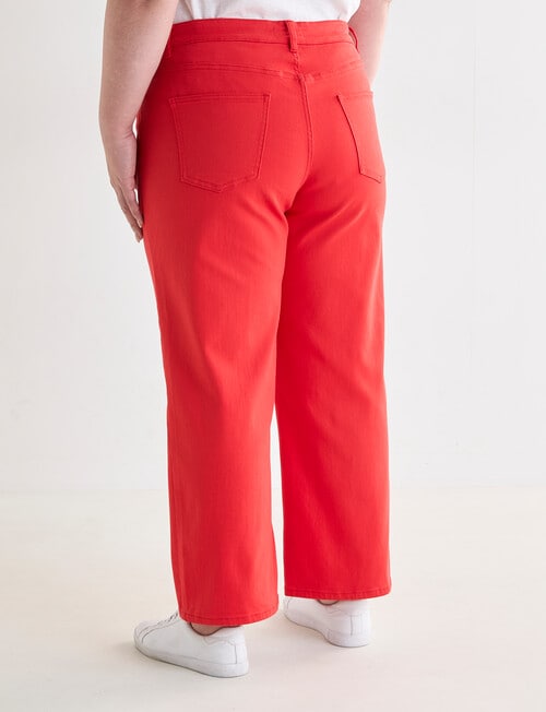 Denim Republic Curve Wide Leg Crop Pant, Red Wash product photo View 02 L