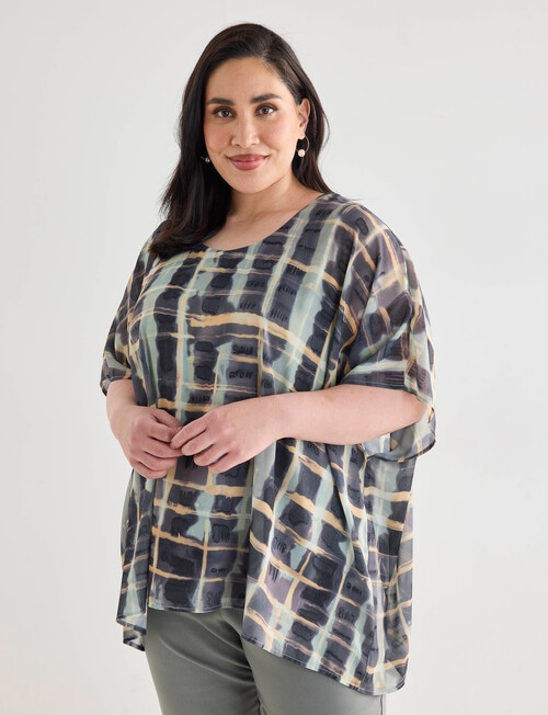 Studio Curve Collection Overlay Tunic, Smudged Mint Check product photo