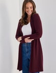 North South Merino Longline Cardigan, Cherry Lacquer product photo