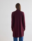 North South Merino Longline Cardigan, Cherry Lacquer product photo View 02 S