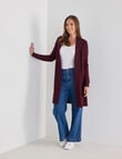 North South Merino Longline Cardigan, Cherry Lacquer product photo View 03 S