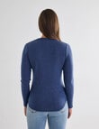 North South Merino Long Sleeve Scoop Neck Top, Denim Marle product photo View 02 S