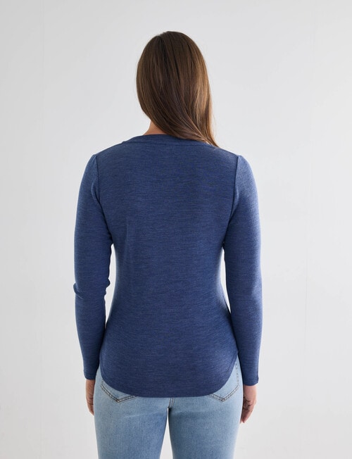 North South Merino Long Sleeve Scoop Neck Top, Denim Marle product photo View 02 L